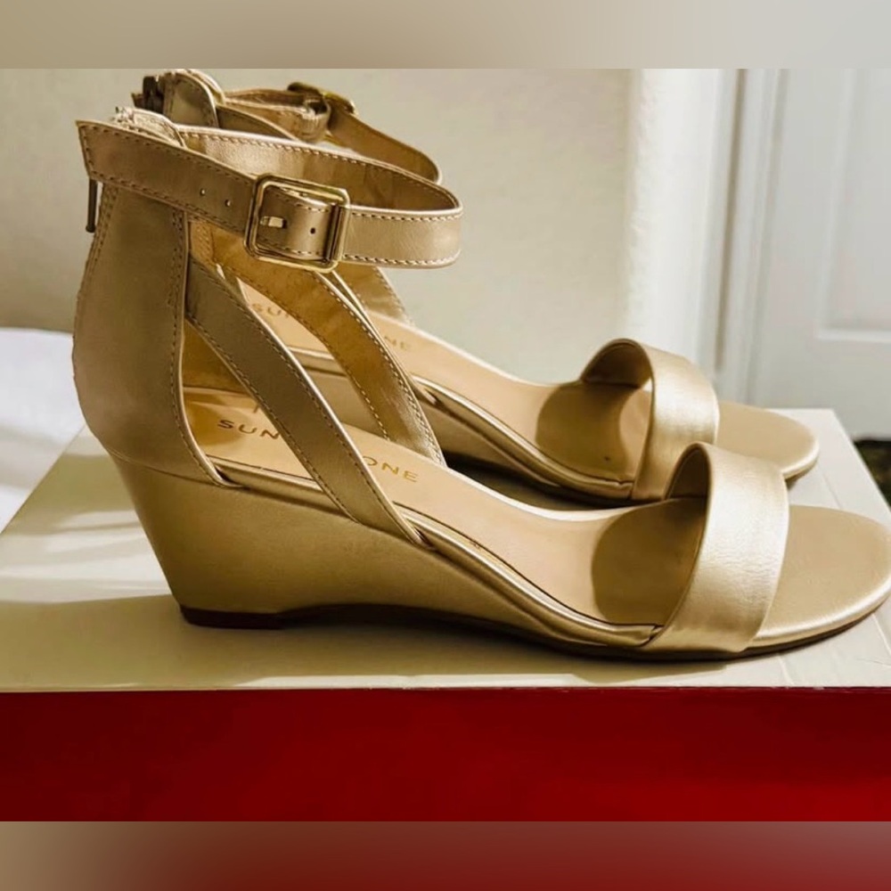 Sun + Stone Tan Wedge Sandals